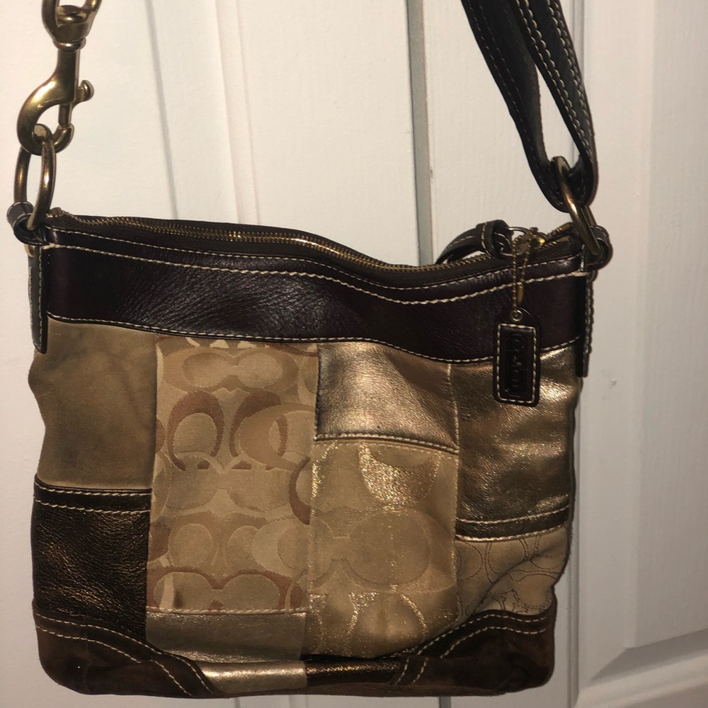 Metallic Patch coach handbag